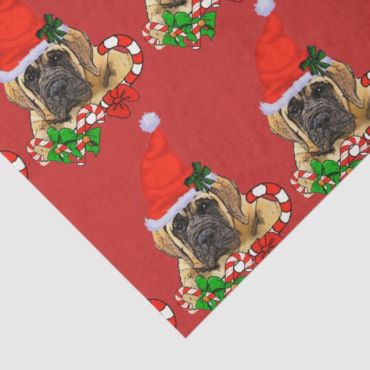 Cute English Mastiff Kerstmis Tissuepapier (Detail)