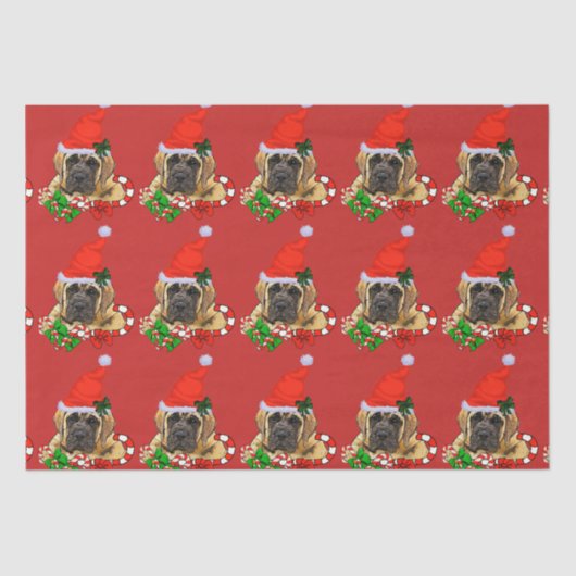 Cute English Mastiff Kerstmis Tissuepapier (Voorkant)