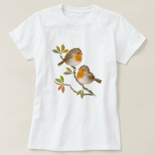 Cute English Robin Birds T shirt