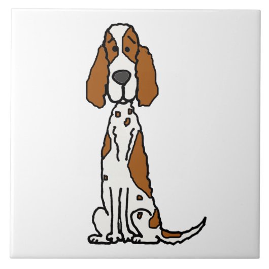 Cute English Setter Puppy Dog Cartoon Tegeltje (Voorkant)
