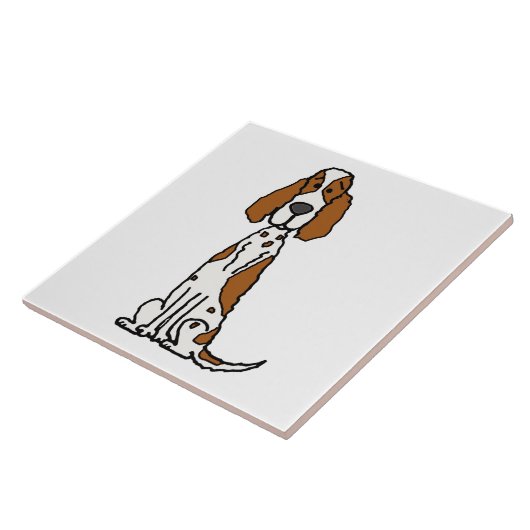 Cute English Setter Puppy Dog Cartoon Tegeltje (Zijkant)