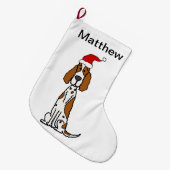 Cute English Setter Puppy Dog Kerstmis Grote Kerstsok (Voorkant (Hangend))