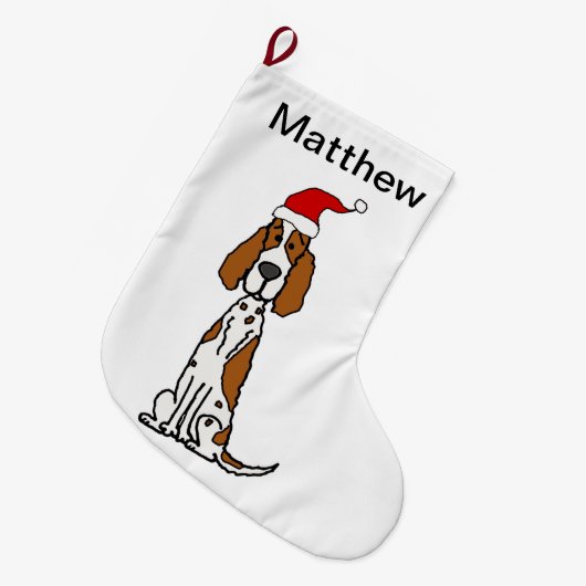 Cute English Setter Puppy Dog Kerstmis Grote Kerstsok (Voorkant (Hangend))