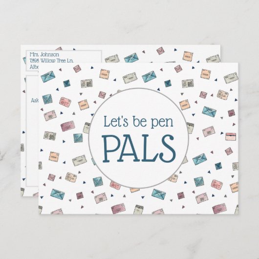 Cute Envelopes Laten we Pen Pels Leermachine zijn Briefkaart (Voorkant / Achterkant)