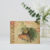 Cute  Ephemera Gosbeak Birds Floral French Briefkaart (Staand voorkant)
