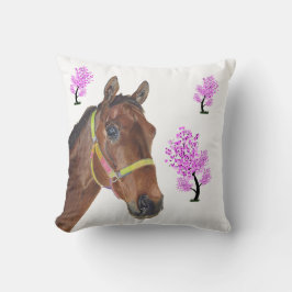 Cute Equestrian Thoroughbred Horse Pillow Kussen