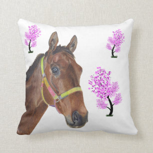 Cute Equestrian Thoroughbred Horse Pillow Kussen