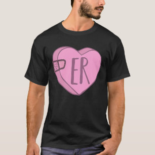 Cute ER Nurse Snoep Heart for Valentijnsdag Scrub T-shirt