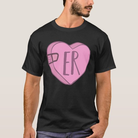 Cute ER Nurse Snoep Heart for Valentijnsdag Scrub T-shirt (Voorkant)