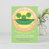 Cute erwten triplets cartoon illustratie kaart (Staand voorkant)