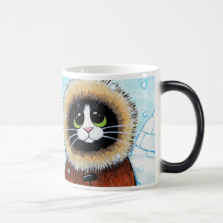 Cute Eskimo Cat en Igloo Magische Mok