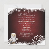 Cute Eskimo Teddy Bear & Penguin Kerstparty Kaart (Achterkant)