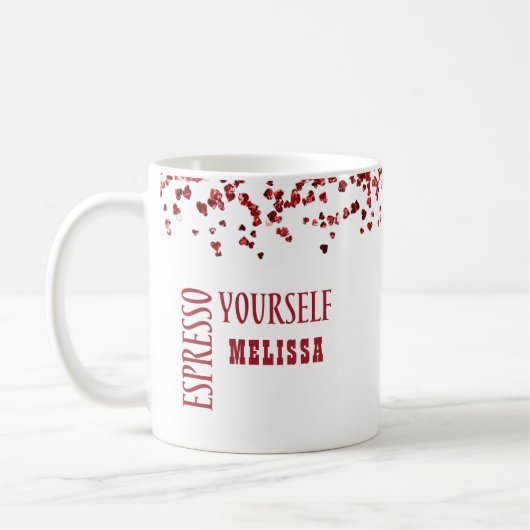 Cute Espresso Yourself Red Large en Bold Koffiemok (Links)