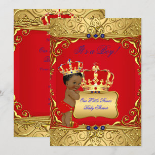 Cute Ethnic Baby shower Boy Regal Red Royal Blue Kaart