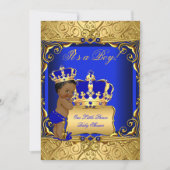 Cute Ethnic Baby shower Boy Regal Royal Blue Kaart (Voorkant)