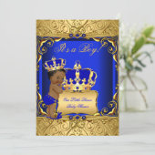 Cute Ethnic Baby shower Boy Regal Royal Blue Kaart (Staand voorkant)