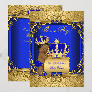 Cute Ethnic Baby shower Boy Regal Royal Blue Kaart