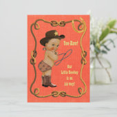 Cute Ethnic Little Cowboy Baby shower Kaart (Staand voorkant)