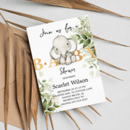 Cute Eucalipt Baby Elephant Baby shower Kaart