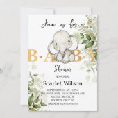 Cute Eucalipt Baby Elephant Baby shower Kaart (Voorkant)