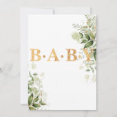 Cute Eucalipt Baby Elephant Baby shower Kaart (Achterkant)