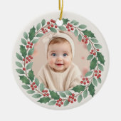 Cute Eucalyptus Baby First Christmas Photo Keramisch Ornament (Voorkant)