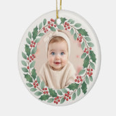Cute Eucalyptus Baby First Christmas Photo Keramisch Ornament (Links)