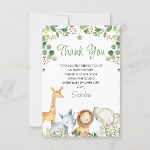 Cute Eucalyptus Foliage Safari Baby shower Card Kaart