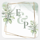 Cute Eucalyptus Leaves Elegant Greenery Wedding Vierkante Sticker (Voorkant)