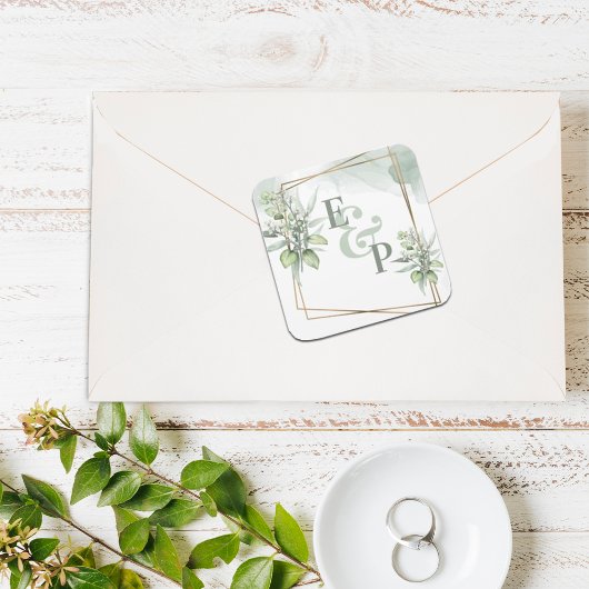 Cute Eucalyptus Leaves Elegant Greenery Wedding Vierkante Sticker
