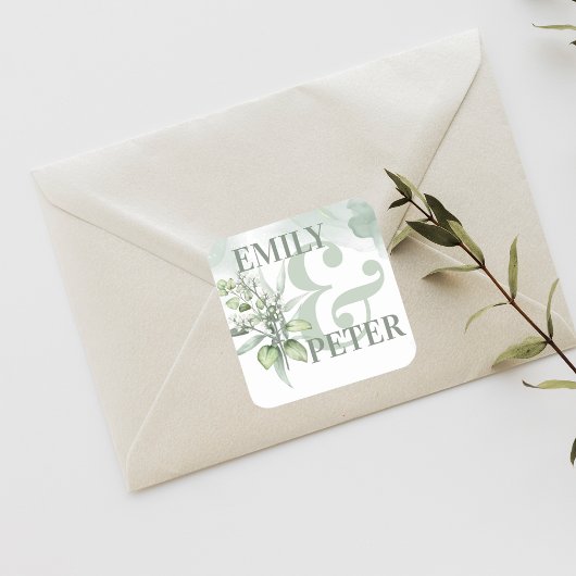 Cute Eucalyptus Leaves Elegant Greenery Wedding Vierkante Sticker