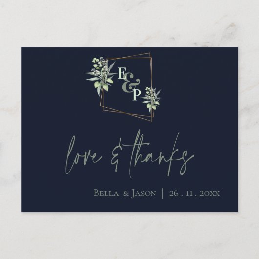 Cute Eucalyptus Leaves Greenery Weddenschap Bedank Briefkaart (Voorkant)