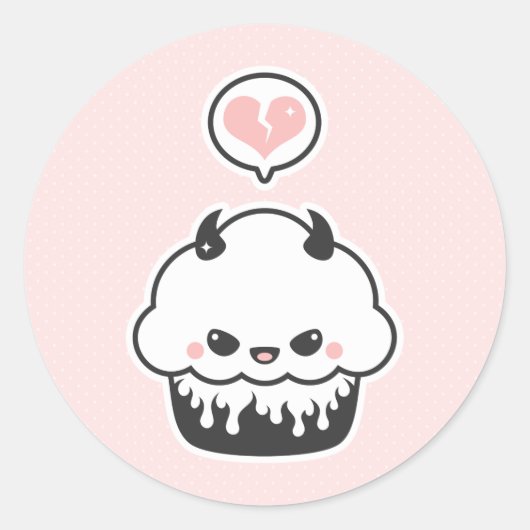 Cute Evil Cupcake Ronde Sticker (Voorkant)