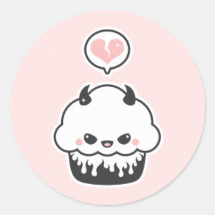 Cute Evil Cupcake Ronde Sticker