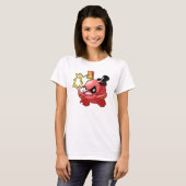 Cute Evil Red Octopus met Mustache en Oogpleister T-shirt (Voorkant volledig)
