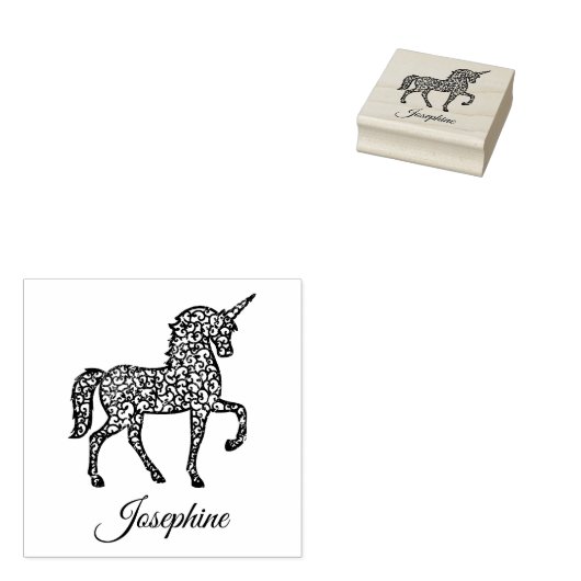 Cute Ewn Name Unicorn Custom Rubberstempel (Gestempeld)