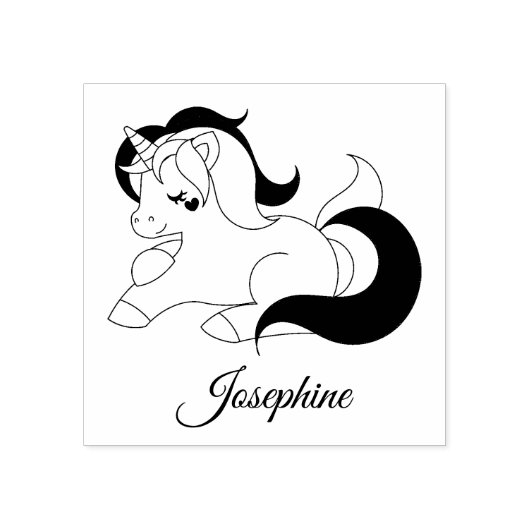 Cute Ewn Name Unicorn Custom Rubberstempel (Afrduk)