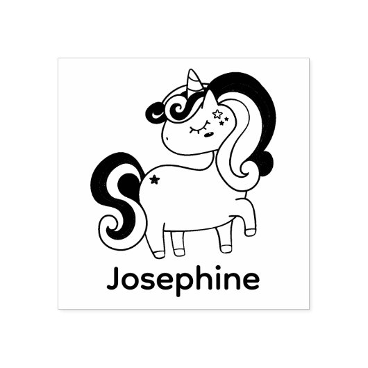 Cute Ewn Name Unicorn Custom Rubberstempel (Afrduk)