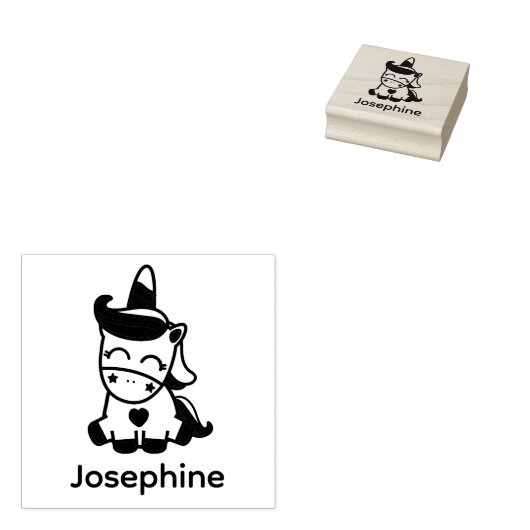 Cute Ewn Name Unicorn Custom Rubberstempel (Gestempeld)