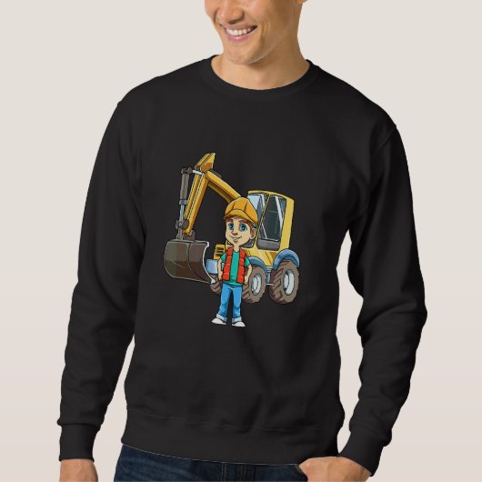 Cute Excavator Boy Kind Site Manager Trui (Voorkant)