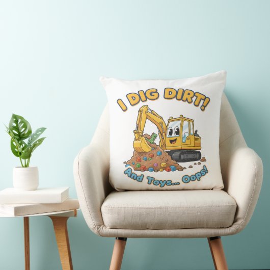 Cute Excavator-Funny Construction Decor Kussen (Stoel)