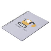 Cute Excavator Illustratie aangepaste naam Notitieboek (Linkerzijde)