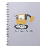 Cute Excavator Illustratie aangepaste naam Notitieboek (Voorkant)