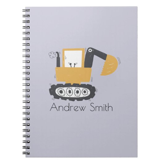 Cute Excavator Illustratie aangepaste naam Notitieboek (Voorkant)