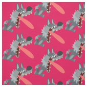 Cute Excited Cartoon Wolf Fabric Stof (Swatch)