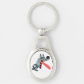 Cute Excited Cartoon Wolf Metal Sleutelhanger (Voorkant)