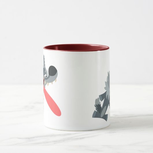 Cute Excited Cartoon Wolf Mok (Midden)