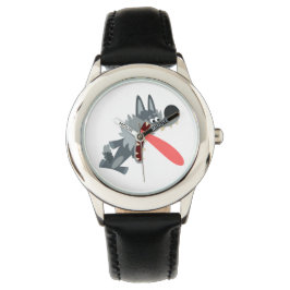 Cute Excited Cartoon Wolf Watch Horloge
