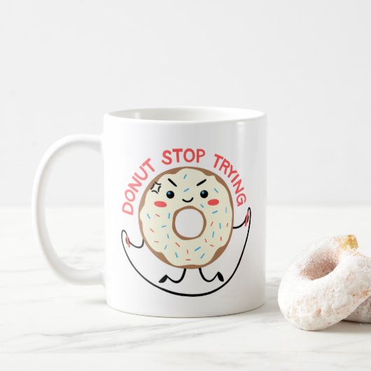 Cute Exercising Kawaii stopt niet met het doneren Koffiemok (Met donut)
