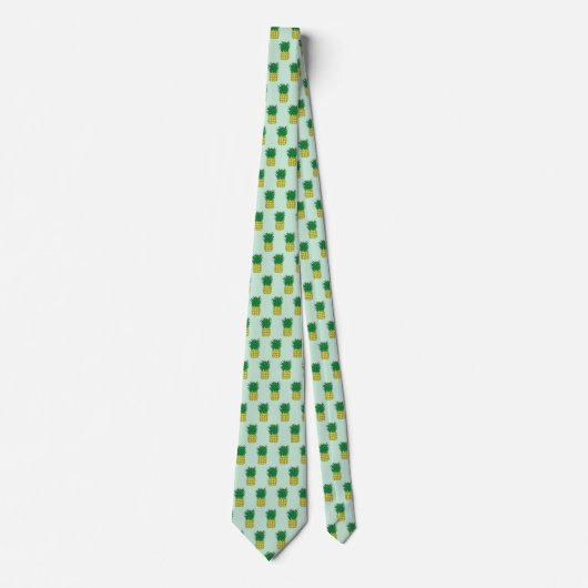 Cute Exotic Pineapple Pattern Yellow Green Design Stropdas (Voorkant)